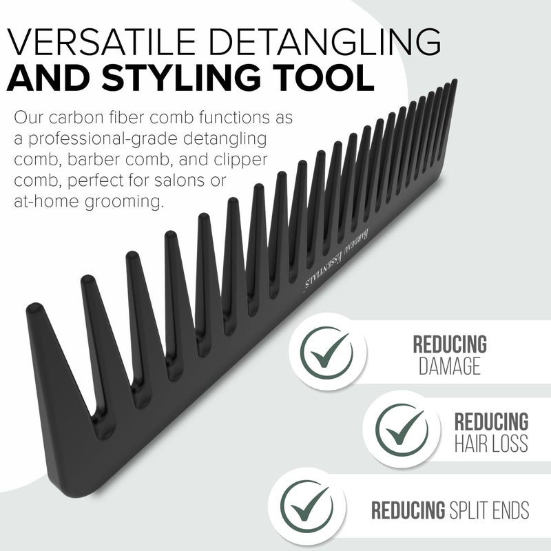 Bardeau Essentials Black Carbon Wide Tooth Comb (7 Inch) - Professional Detangling & Styling Tool for Men & Women, All Hair Types - Image 4